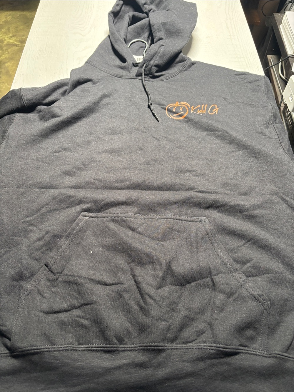 Gildan Black Hoodie with Orange Chest Logo
